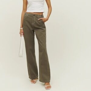 Reformation Dorsey High Rise Relaxed Twill Pants size 24